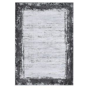 Washable Modern Bordered Rug Non Slip Low Pile Rug Soft Throw Floor Cover Foldable Indoor Carpet for Living Room Bedroom - 1 of 4