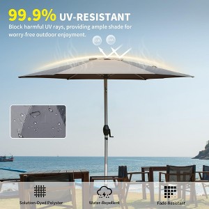 DOMETOUR 7.5FT Patio Umbrella, Outdoor Table Umbrella with Tilt, Crank, UV Protection, Waterproof, 6 Ribs for Garden/Deck/Pool (Gray) - 1 of 4