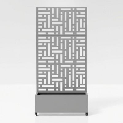 Lirago 6 ft. H x 3 ft. W Raised Garden Bed Planter Box Metal Planter Box With Trellis Privacy Screen With Planter - Gray