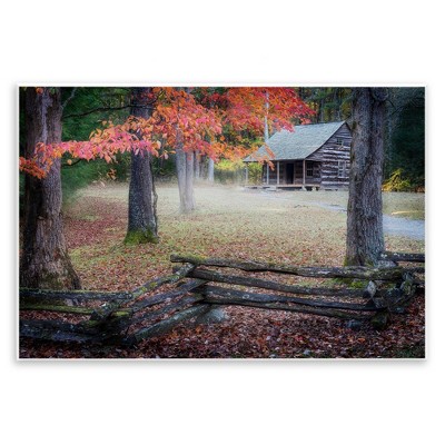 Stupell Industries Log Cabin Woody Autumn Foliage Wall Plaque Art