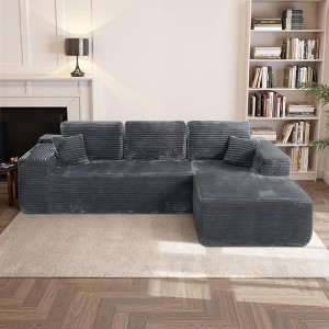 Cloud Plush Corduroy L-Shaped Modular Sectional Sofa with Chaise Lounge, No Assembly, and Plush Fabric - 1 of 4