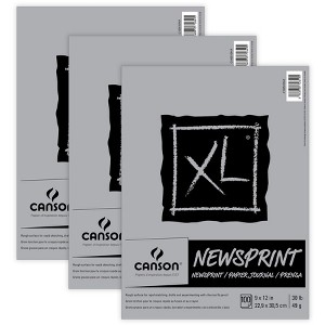 Canson XL Series Newsprint Pad, Tape Binding, 100 Sheet, 9x12 inch, Pack of 3 - 1 of 2