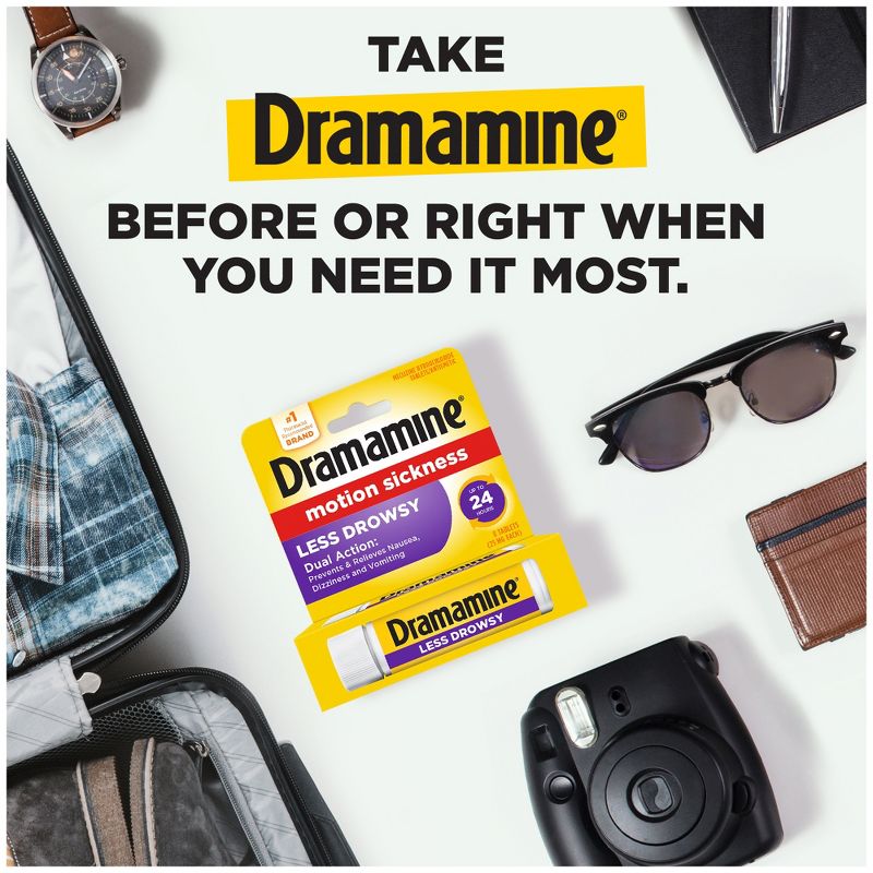 Dramamine All Day Less Drowsy Motion Sickness Relief Tablets for Nausea, Dizziness &#38; Vomiting - 8ct, 5 of 8