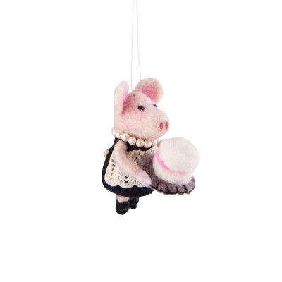 Gallerie II Felt Hostess Pig Christmas Xmas Ornament