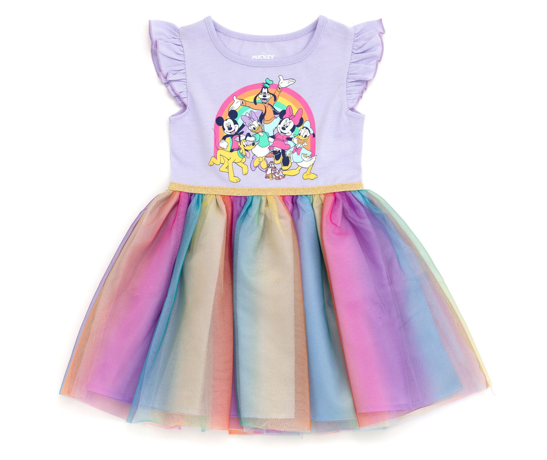 Disney Mickey Mouse Toddler Girls Pleated Tulle Tutu Dress Lavender Friends 3T