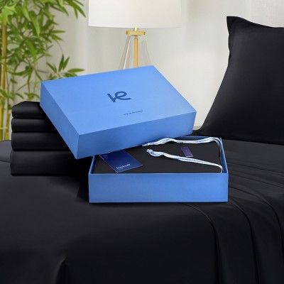 Kickoff Home Viscose from Bamboo Sheets Set 300 Thread Count 100% Organic Bamboo Viscose Cooling Bedding Sheets Hot Sleepers, Flat, Fitted, Pillowcase