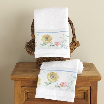 Lakeside Farm Fresh Flowers Bathroom or Kitchen Hand Towels - Set of 2