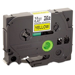 Brother TZe Extra-Strength Adhesive Laminated Labeling Tape 1/2w Black on Yellow TZES631 - 1 of 2