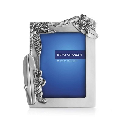 Royal Selangor Hand Finished Bunnies Day Out Collection Pewter Surf's Up Photoframe 3R Gift