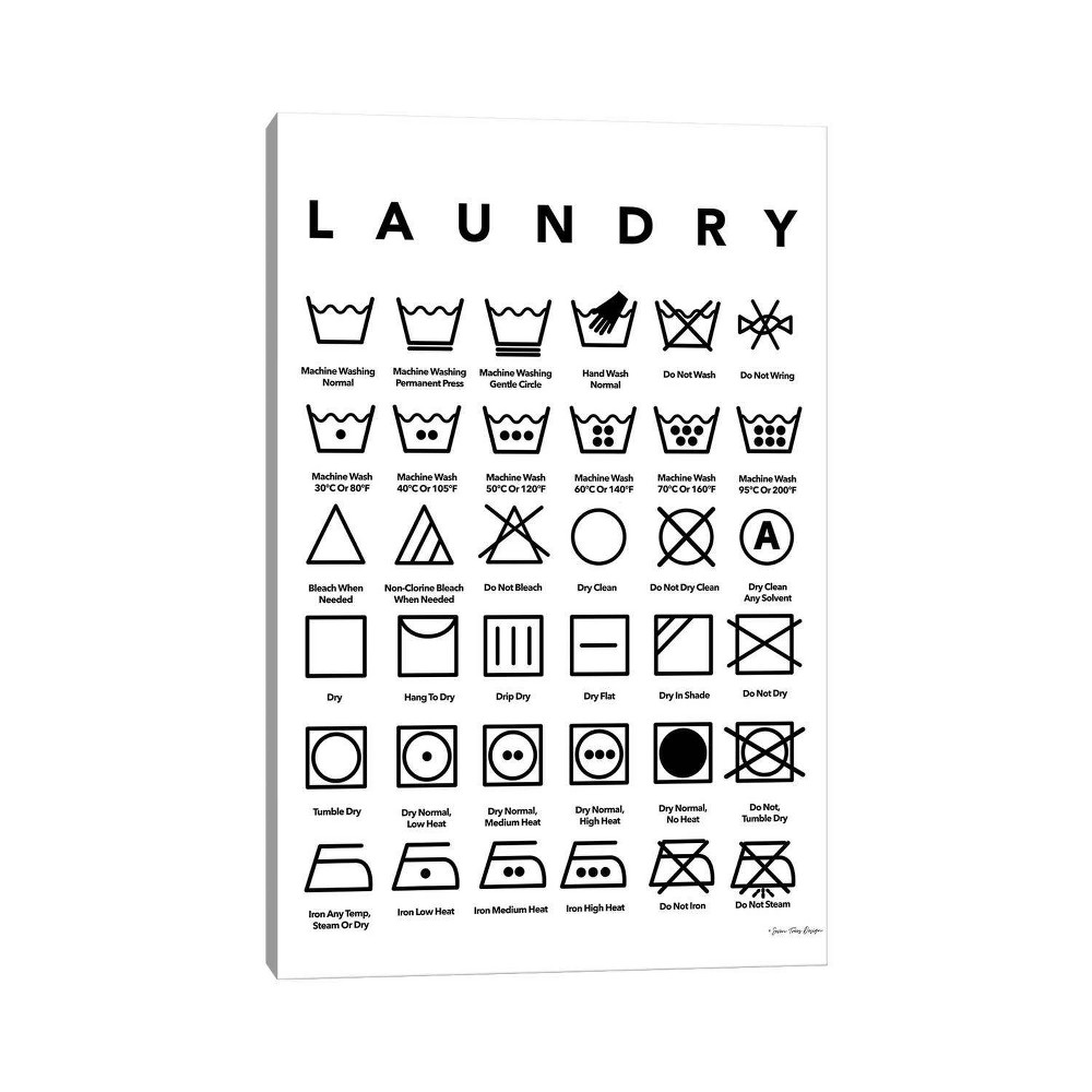 Photos - Other Decoration 26" x 18" x 1.5" Laundry Symbols Wall Canvas by Seven Trees - iCanvas: Modern Giclée Art
