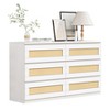 Rattan Dresser for Bedroom, Modern 6 Drawer Double Dresser with Anti-Tip Kit, Wood Storage Wide Chest of Drawers for Bedroom - 2 of 4