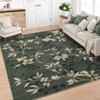 Washable Modern Leaves Printed Rug Non Slip Low Pile Rug Soft Botanical Pattern  Throw Floor Cover Foldable Indoor Carpet for Living Room Bedroom - 3 of 4