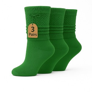 Women’s Lightweight Cotton Slouch Socks Over-the-Calf Knee-High Scrunch Socks 3 Pairs Shoe Size 5-10 - 1 of 3