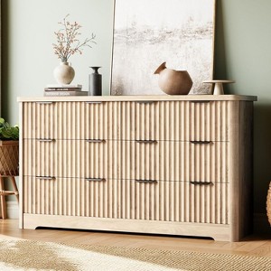 Fluted 6 Drawers Dresser, Modern Dressers for Bedroom with Wood Top, Sturdy Wooden Dresser & TV Stand, Clothes Storage for Living Room, Hallway - 1 of 4
