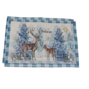 Unique Bargains Christmas Place Mats Flax Light Blue White 11.8"x17.7" 2 Pcs - 1 of 4