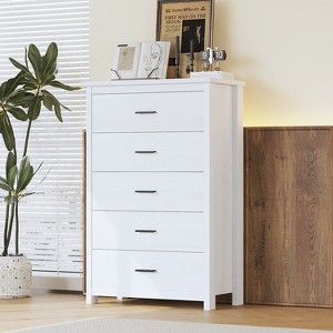 NicBex 5 Wide Drawers Dresser,Retro Dressers with Original Wood Pattern,Minimalist Chest of Drawers for Bedroom,Living Room,Hallway,Storage Cabinet - 1 of 4