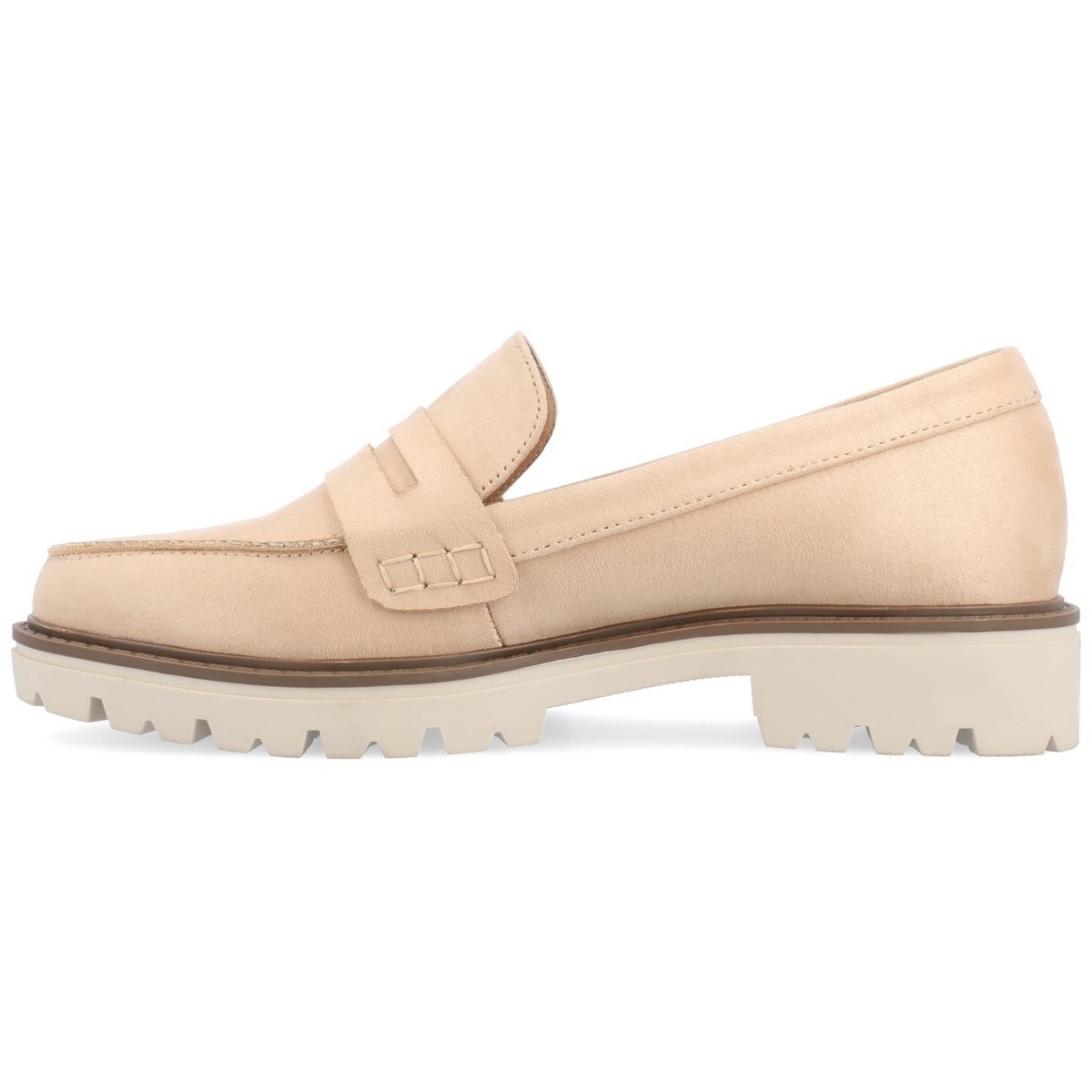 Женские туфли Journee Collection Women's Kenly Medium and Wide Width Slip On Round Toe Loafer Flats, Sand 8W — фото 2