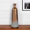 HomeRoots 24" Copper And Teal Abstract Tapered Metal Table Vase - 2 of 4