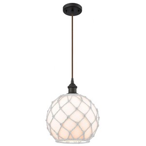 Farmhouse Rope - 1 Light Cord Hung Mini Pendant In Industrial Style-13 Inches Tall and 10 Inches Wide - 1 of 1