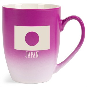 Elanze Designs Japan Japanese Flag 12 Ounce Ceramic Laser-Etched Engraved Drinkware Mug, Fuchsia and White Ombre - 1 of 4