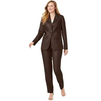Roaman's Women's Plus Size Three-piece Lace Duster & Pant Suit, 18 W - Black  : Target