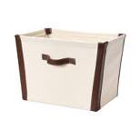 Household Essentials Canvas Bin with Vegan Leather