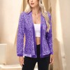 Anna-Kaci Women's Long Sleeve Open Front Sequin Jacket with Satin Trim - 4 of 4