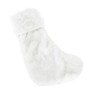FIONECA Ramage No?l Blanc Faux Fur Design White Holiday Christmas Stocking - 1 of 2