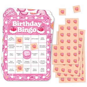 Big Dot of Happiness Hot Girl Bday - Find the Guest Bingo Cards and Markers - Vintage Cake Birthday Party Shaped Bingo Game - Set of 18 - 1 of 4