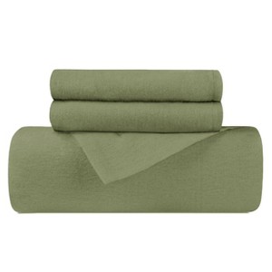 Cotton Flannel Solid or Trellis Heavyweight Duvet Cover Set with Matching Pillow Shams by Blue Nile Mills - 1 of 3