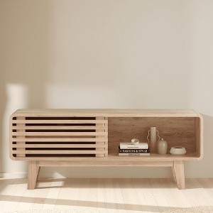 MAYEERTY 59-Inch Natural Mid-Century Modern TV Stand - Console with Storage for Living Room & Apartments - 1 of 4