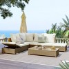 Nestfair Patio 3pc Rattan Sofa Set All Weather Wicker Sectional Set Natural Brown - 2 of 4