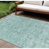 Teal Blue Aqua And Gray Floral Washable Indoor Outdoor Area Rug - 2 of 4