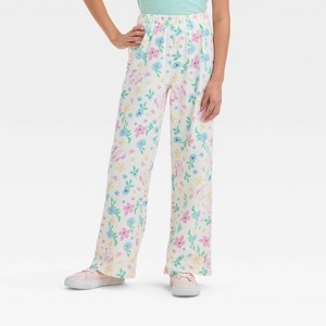 Girls' Minnie Mouse Ditsy Floral Dreamy Fleece Sweatpants - Ivory - 1 of 3