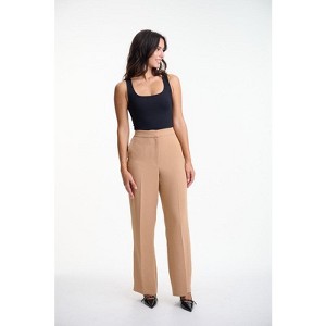Lafidi Women’s High-Rise Straight Leg Pants – Elastic Waistband Work Trousers with Slash Pockets, Tailored Look - 1 of 4