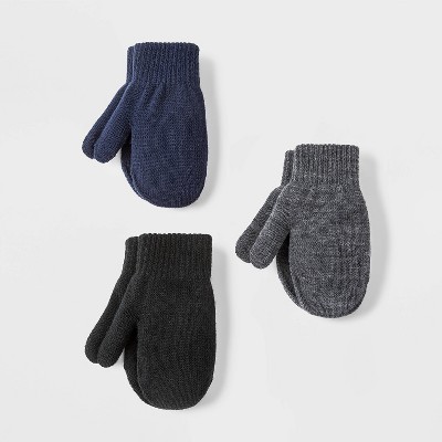 Toddler 3pk Magic Mittens - Cat & Jack™ Gray/Navy/Black 12M-5T
