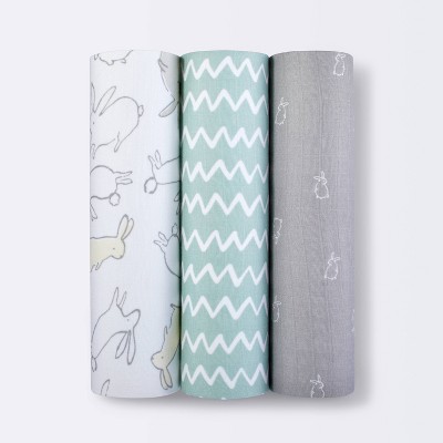 Muslin Swaddle Blankets Bunny 3pk 