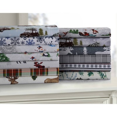 Gray Cotton Flannel Queen Duvet Set with Shams