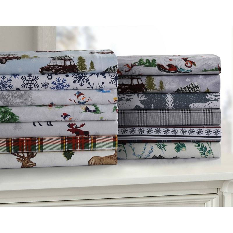 Winter Outing Cotton Flannel Printed 3pc Oversized Duvet Set - Tribeca Living, 4 of 5