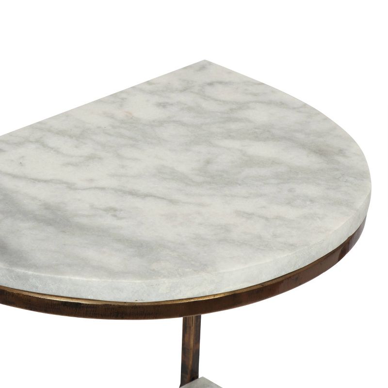 33.5&#34; Bainville Modern Glam Handcrafted Marble Half Round Etagere Bookcase Natural White/Antique Brass - Christopher Knight Home, 4 of 8