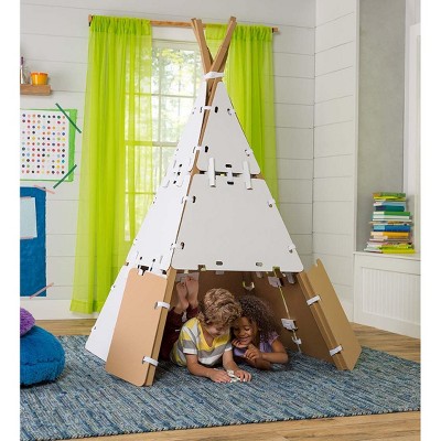 HearthSong Fantasy Forts Construction Play Space with Cardboard Panels, Carton Clips, and Hook and Loop Tape