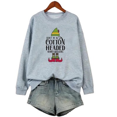 Plus Size Christmas Sweatshirts with Crew Neck Long Sleeve Funny Sayings Shirts Don't Be A Cotton Headed Ninny Muggins Graphic Pullover Tops