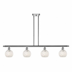 White Mouchette - 4 Light Stem Hung Island In Modern Style-8.5 Inches Tall and 48 Inches Wide - 1 of 1