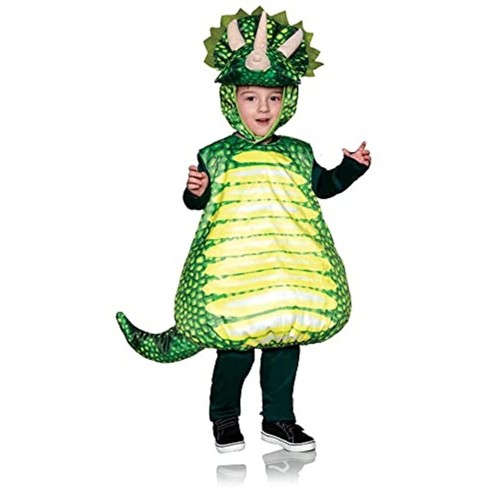 Underwraps Dinosaur Green Triceratops Printed Belly Baby Costume ...