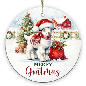 Lomsoe Christmas Ornament Merry Goatmas Ceramic Ornament Christmas Tree Holiday Decor Gifts for Goat Lovers Farmhouse Decor Christmas Gift - 1 of 1