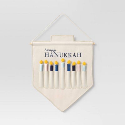 Happy Hanukkah Wall Hanging Menorah Cream - Threshold™