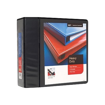 MyOfficeInnovations Heavy Duty 4" 3-Ring View Binder Black (24695) 82664