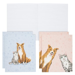 Paper Junkie 4 Pack Cat and Dog Veterinarian Journal with Paw Prints, Lined Pink/Blue Notebooks for Veterinary Gifts, 6.75 x 8.25 In - 1 of 4