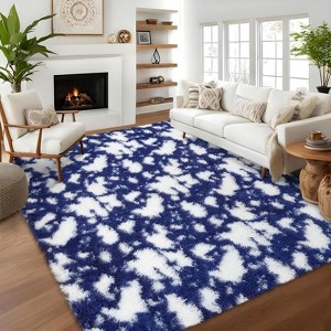 GustoWave Indoor Modern Abstract Rug for Hallways Living Room Patio Decor, Blue - 1 of 4