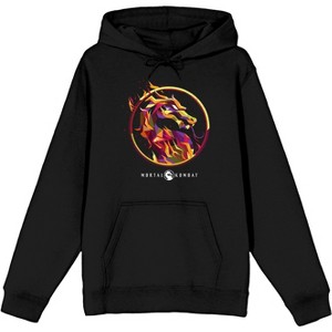 Mens Mortal Kombat Dragon Logo Fire Black Hooded Sweatshirt - 1 of 2